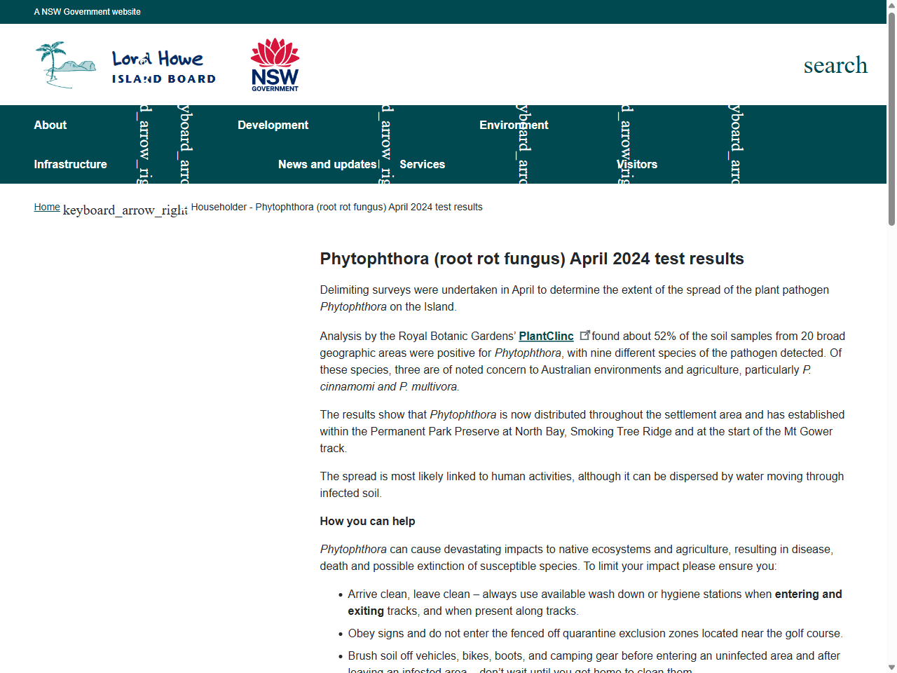 Preview of Phytophthora (root rot fungus) April 2024 test results - Lord Howe Island Board, accessed July 25, 2025,