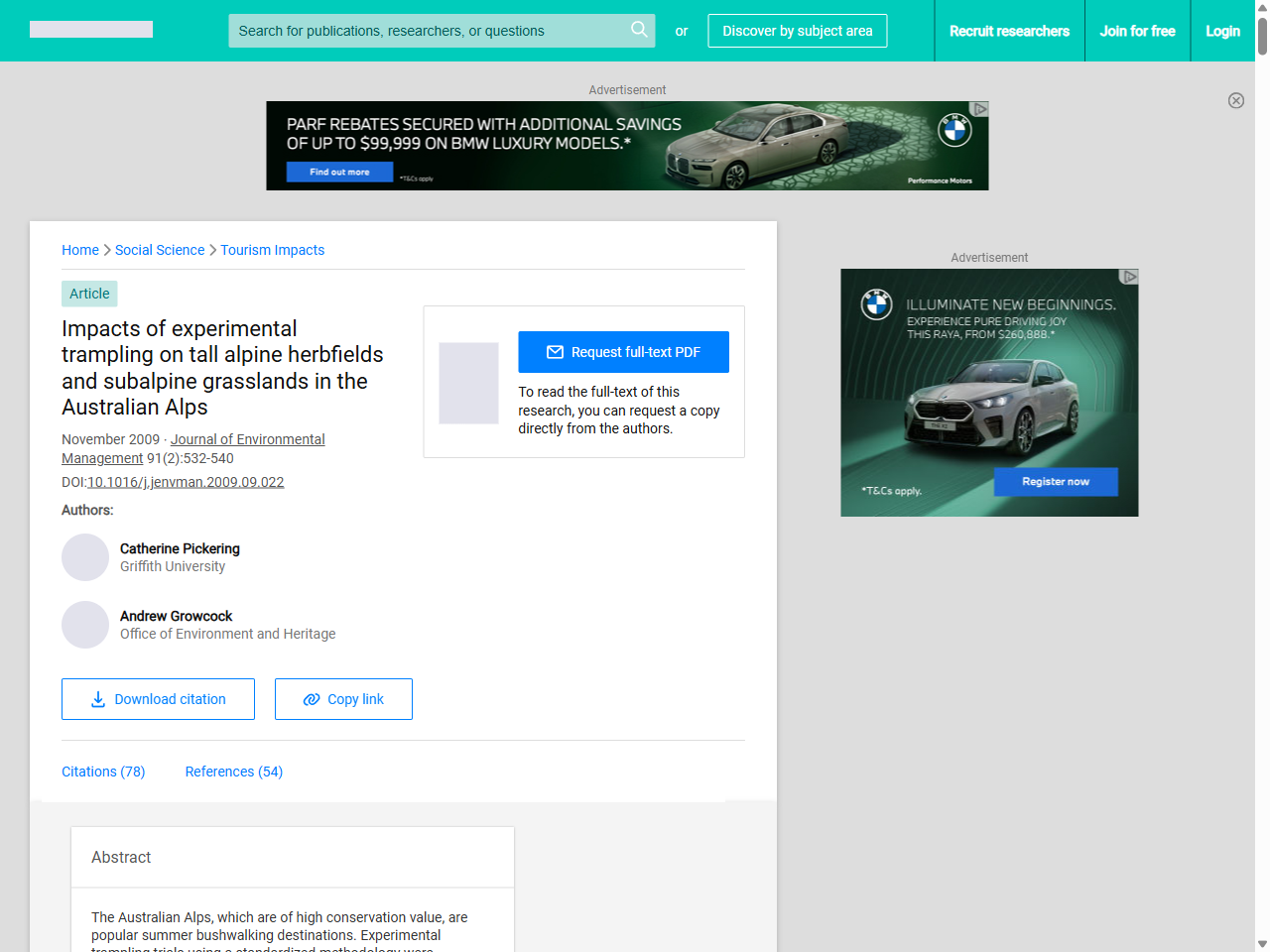 Preview of Impacts of experimental trampling on tall alpine herbfields and subalpine grasslands in the Australian Alps | Request PDF - ResearchGate, accessed on May 28, 2025