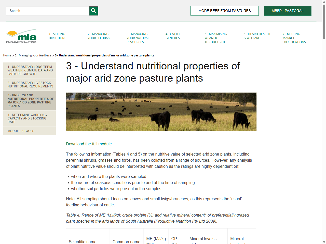 Preview of 3 - Understand nutritional properties of major arid zone pasture plants - MBFP-Pastoral, accessed July 24, 2025