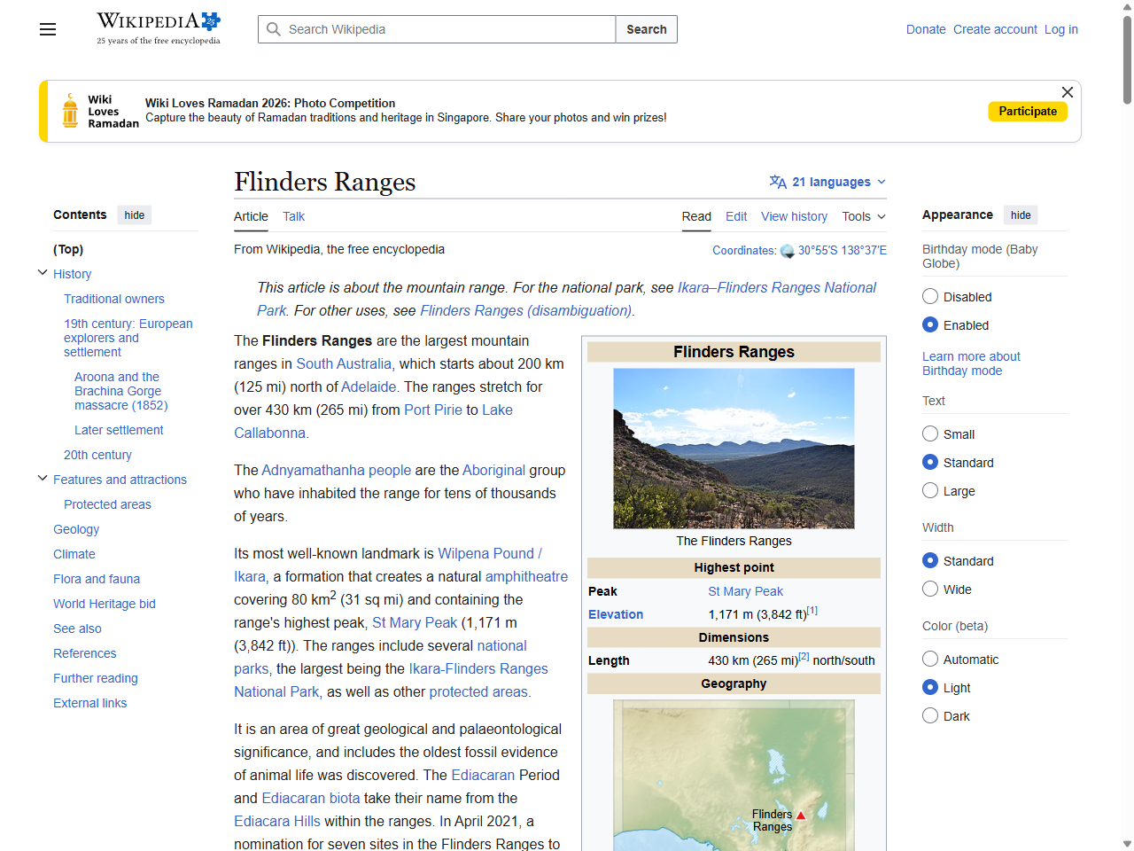Preview of Flinders Ranges - Wikipedia, accessed August 2, 2025, 