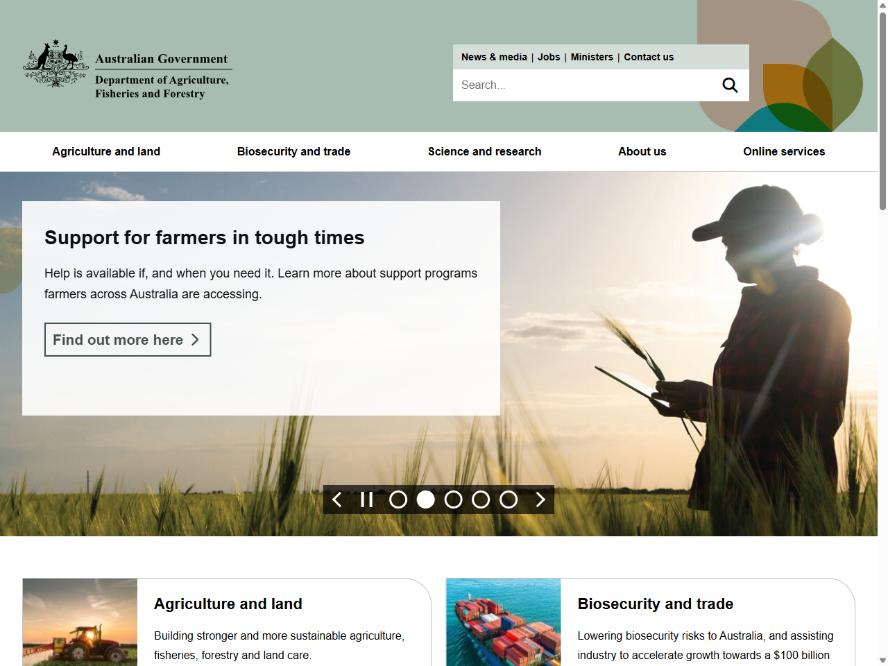 Preview of Australian Government Department of Agriculture, Fisheries and Forestry. (n.d.). Homepage.