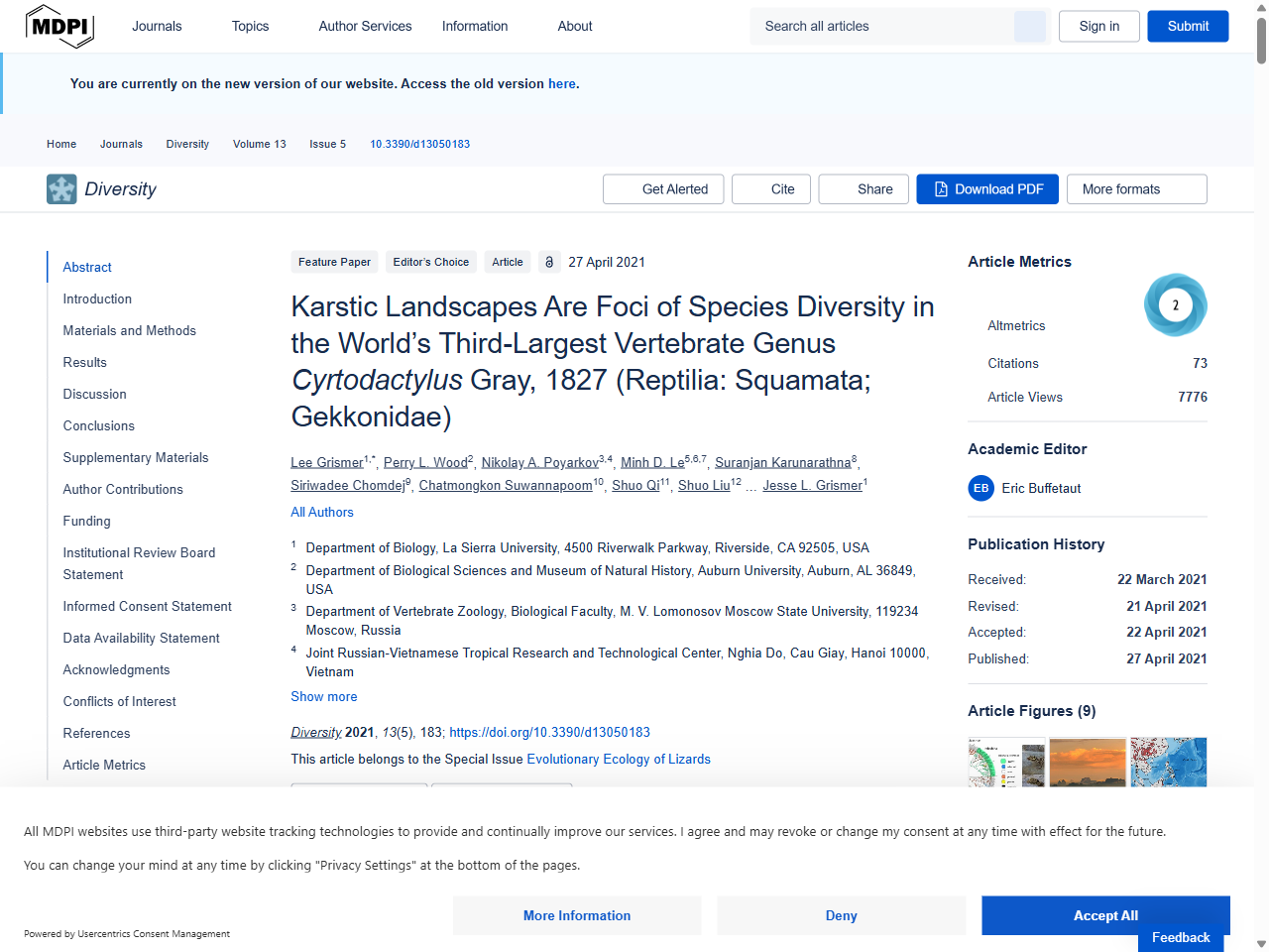 Preview of Karstic Landscapes Are Foci of Species Diversity in the World's Third-Largest Vertebrate Genus Cyrtodactylus Gray, 1827 (Reptilia: Squamata; Gekkonidae) - MDPI, accessed July 22, 2025,