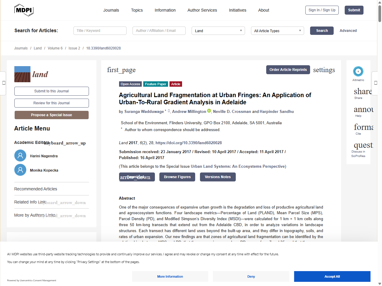 Preview of Agricultural Land Fragmentation at Urban Fringes: An Application of Urban-To-Rural Gradient Analysis in Adelaide - MDPI, accessed August 11, 2025