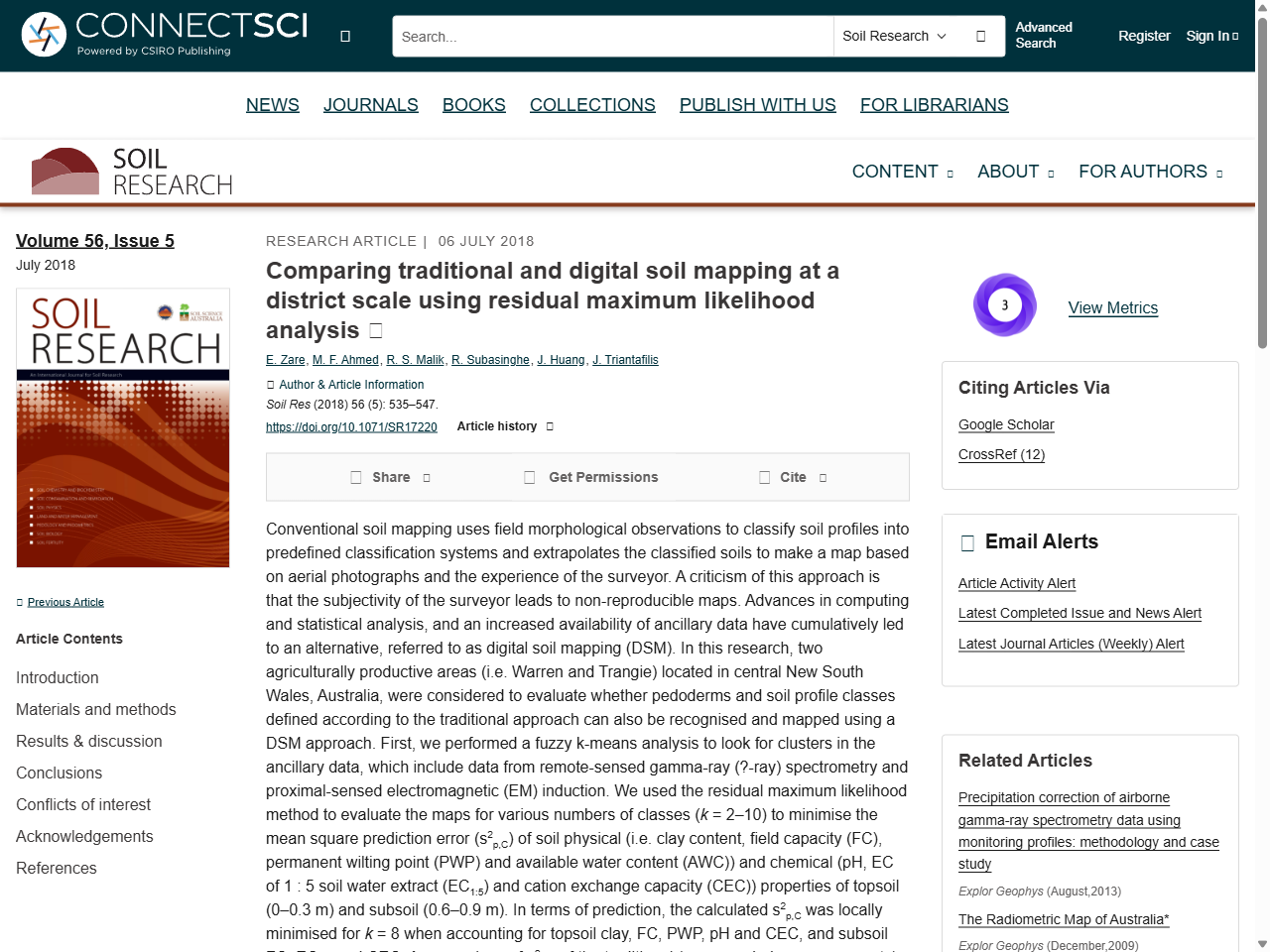 Preview of Comparing traditional and digital soil mapping at a district scale using residual maximum likelihood analysis - CSIRO Publishing, accessed March 28, 2026,