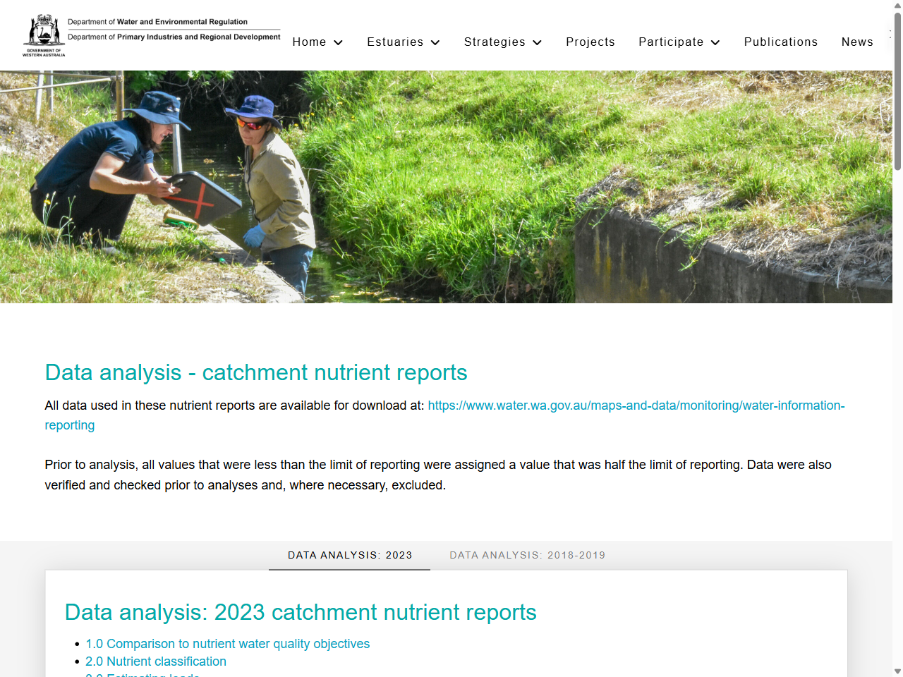 Preview of Data analysis: 2018-2019 catchment nutrient reports