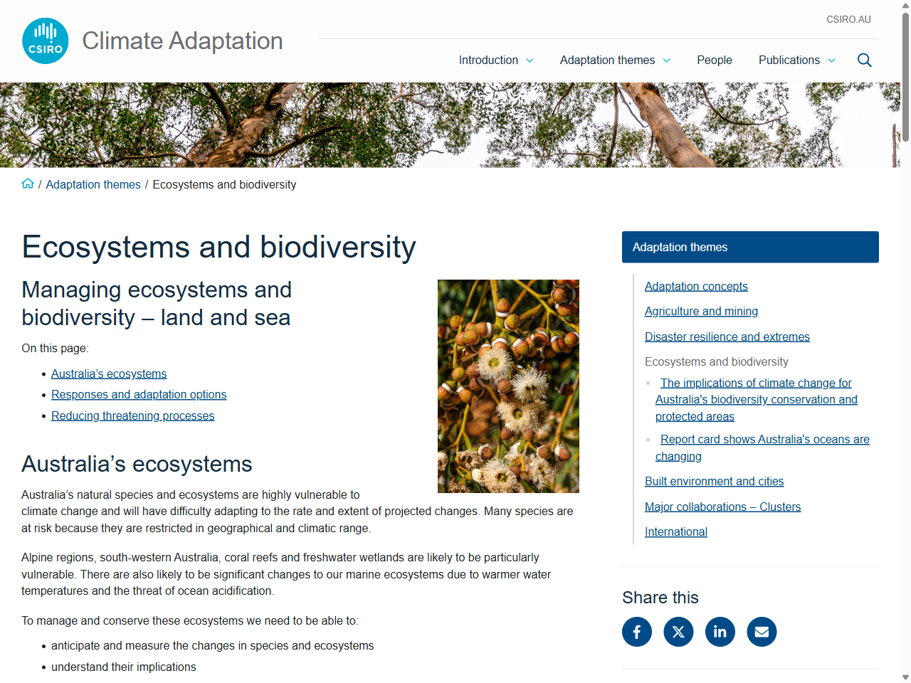 Preview of Ecosystems and biodiversity – Climate Adaptation - CSIRO Research, accessed August 17, 2025,