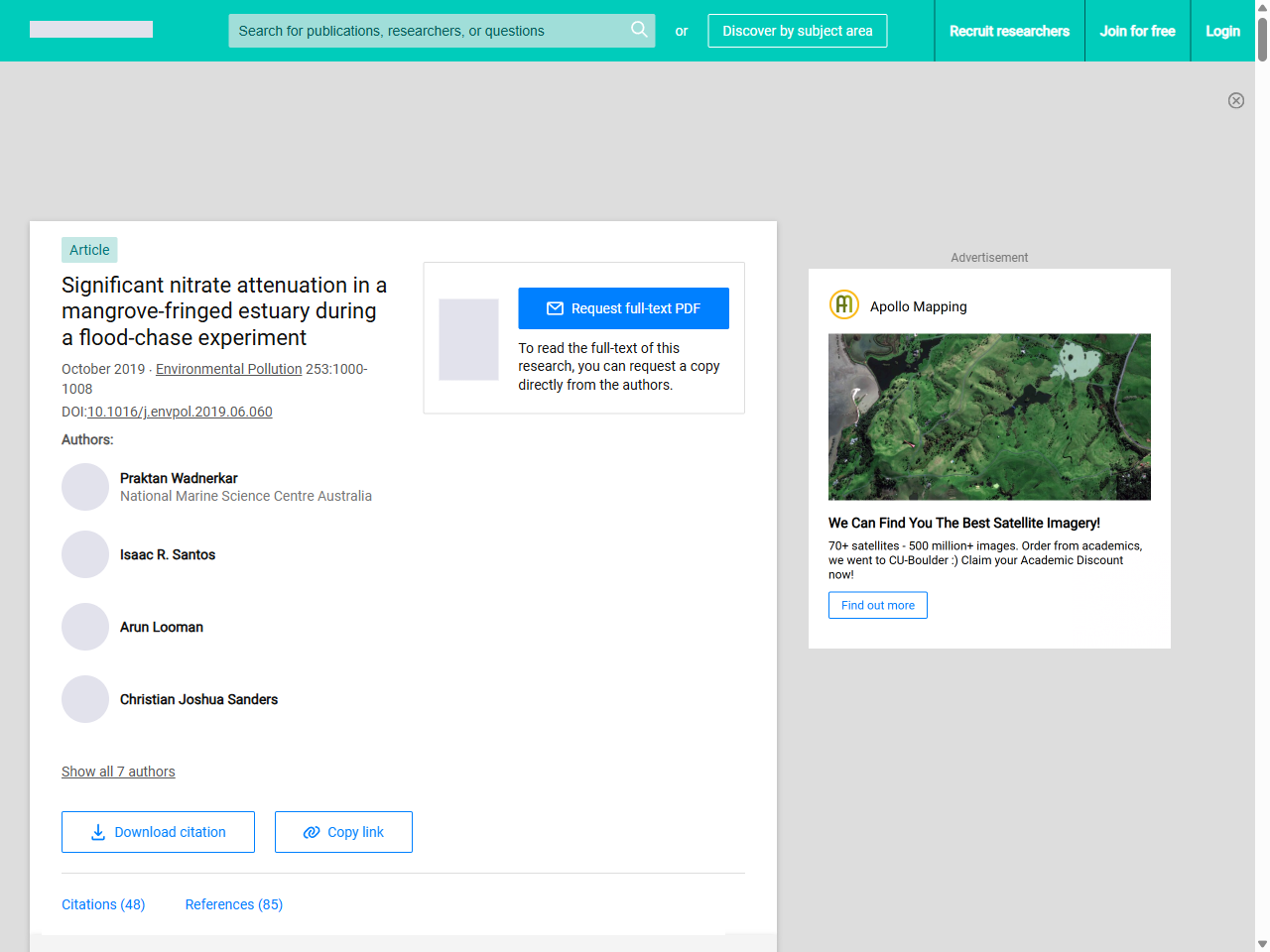 Preview of Significant nitrate attenuation in a mangrove-fringed estuary during a flood-chase experiment | Request PDF - ResearchGate