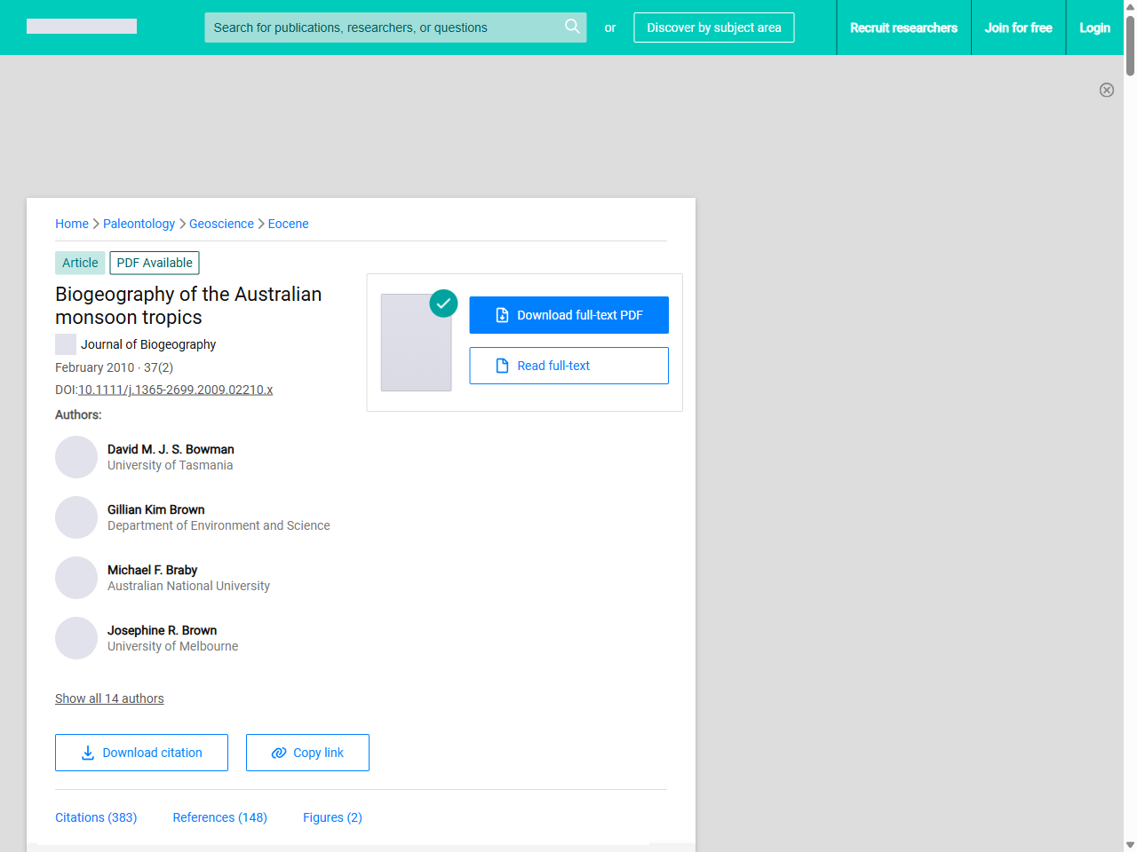 Preview of (PDF) Biogeography of the Australian monsoon tropics - ResearchGate, accessed May 20, 2025,
