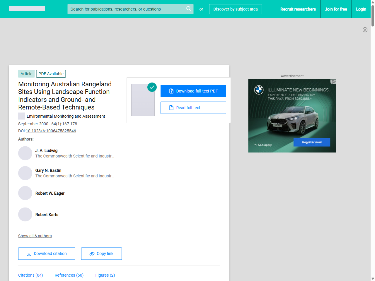Preview of (PDF) Monitoring Australian Rangeland Sites Using Landscape Function Indicators and Ground- and Remote-Based Techniques - ResearchGate, accessed July 16, 2025, 