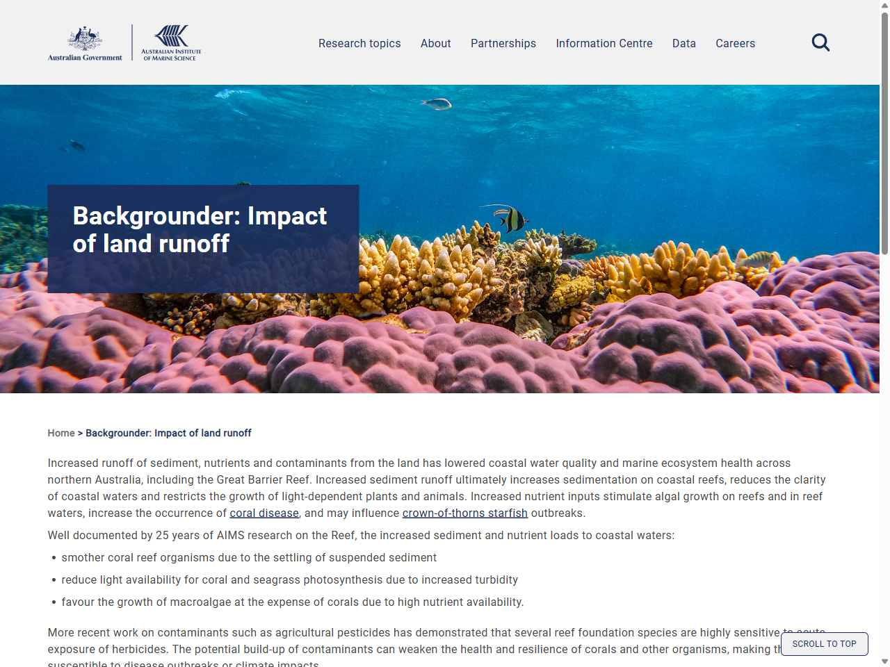 Preview of Backgrounder: Impact of land runoff | AIMS - The Australian Institute of Marine Science, accessed May 11, 2025,