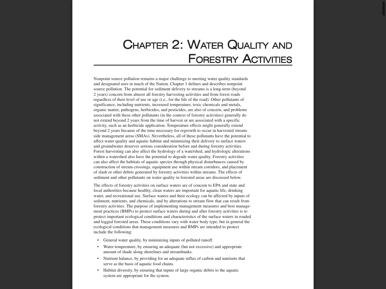 Preview of Chapter 2: Water Quality and Forestry Activities - Environmental Protection Agency (EPA), accessed July 20, 2025, 