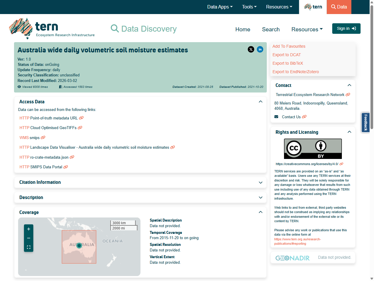 Preview of Australia wide daily volumetric soil moisture estimates - TERN Data Discovery Portal, accessed July 19, 2025, 
