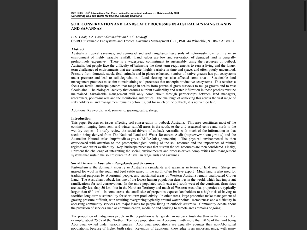 Preview of SOIL CONSERVATION AND LANDSCAPE PROCESSES IN AUSTRALIA'S RANGELANDS AND SAVANNAS - NSERL, accessed May 11, 2025,