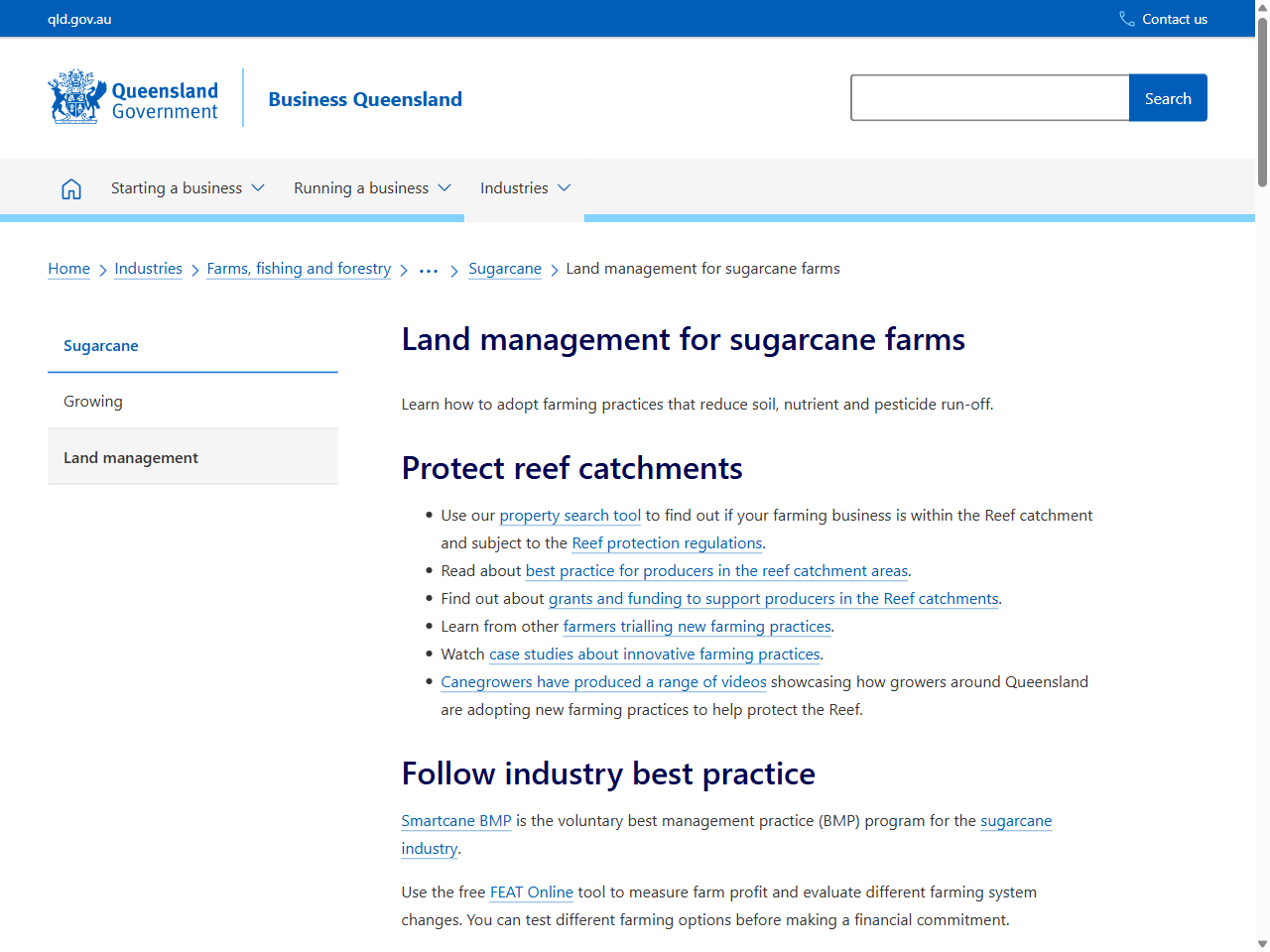 Preview of Land management for sugarcane farms | Business Queensland, accessed July 16, 2025,
