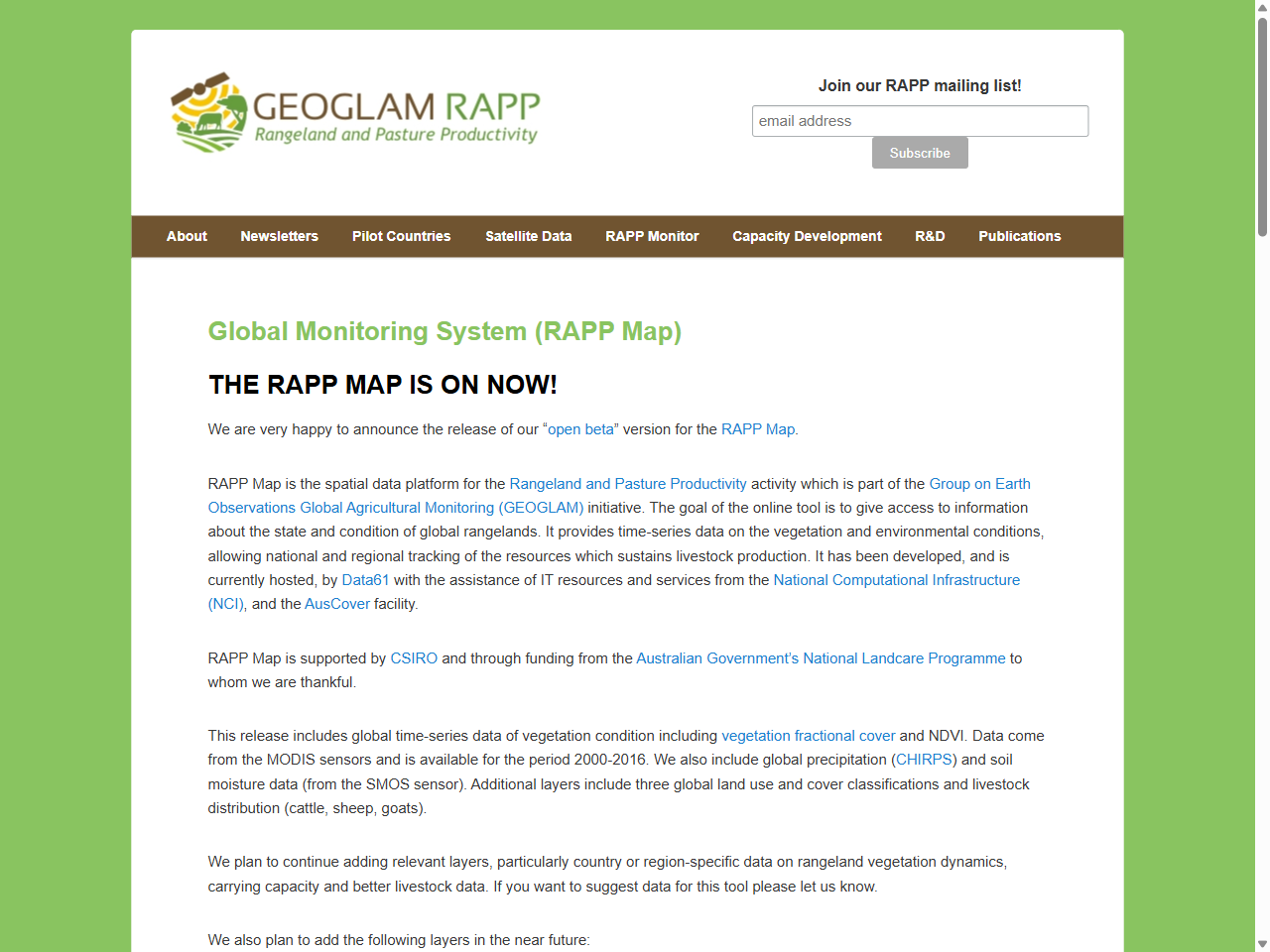 Preview of Global Monitoring System (RAPP Map), accessed July 27, 2025