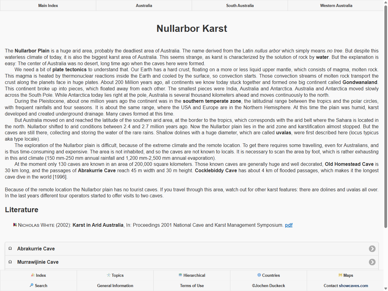 Preview of Regions of Australia: Nullarbor Karst - Showcaves.com, accessed July 25, 2025