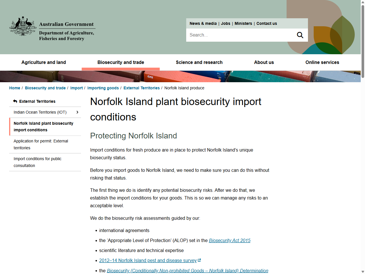 Preview of Norfolk Island plant biosecurity import conditions - DAFF, accessed July 25, 2025,
