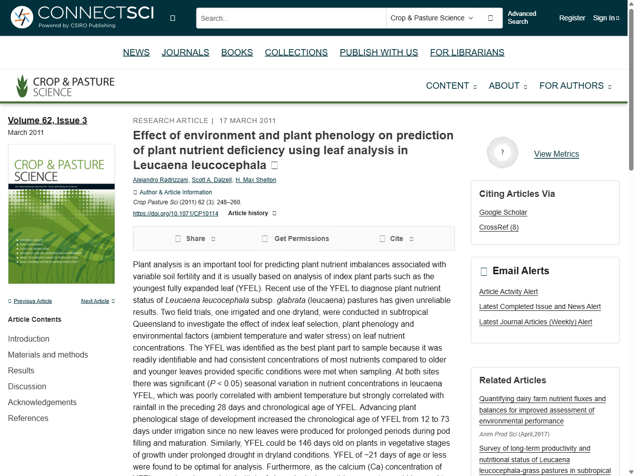 Preview of Effect of environment and plant phenology on prediction of plant nutrient deficiency using leaf analysis in Leucaena leucocephala - CSIRO Publishing, accessed May 11, 2025,