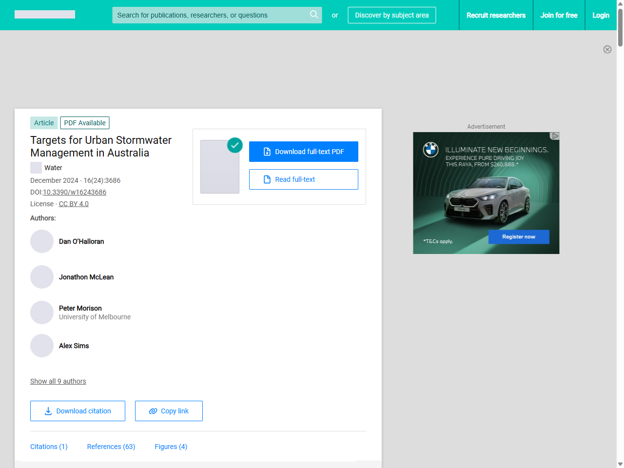 Preview of (PDF) Targets for Urban Stormwater Management in Australia - ResearchGate