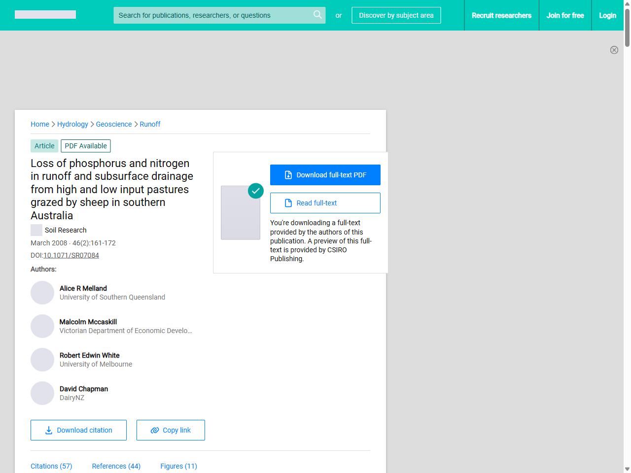 Preview of Loss of phosphorus and nitrogen in runoff and subsurface drainage from high and low input pastures grazed by sheep in southern Australia - ResearchGate, accessed July 18, 2025, 