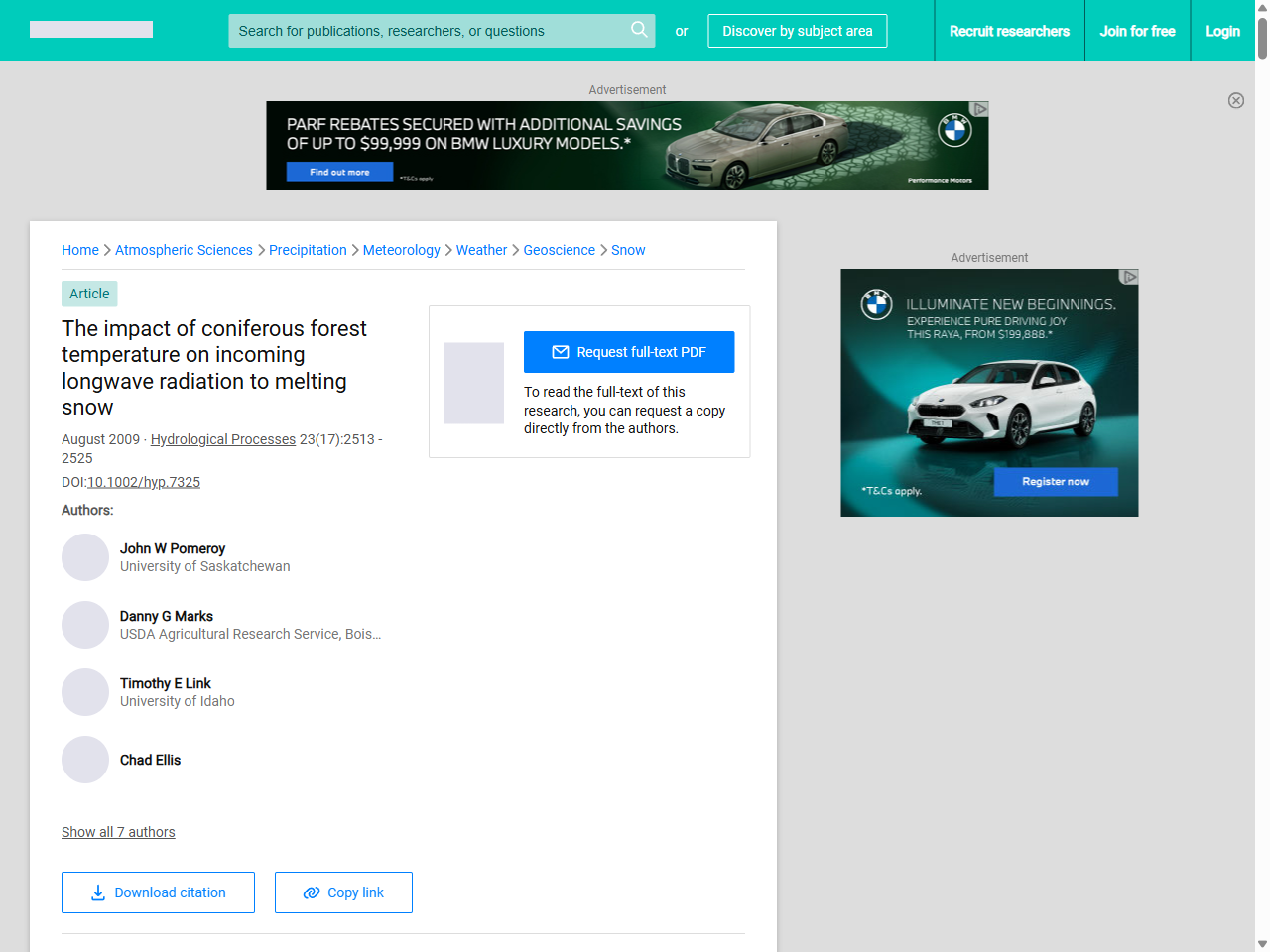 Preview of The impact of coniferous forest temperature on incoming longwave radiation to melting snow | Request PDF - ResearchGate, accessed on May 28, 2025
