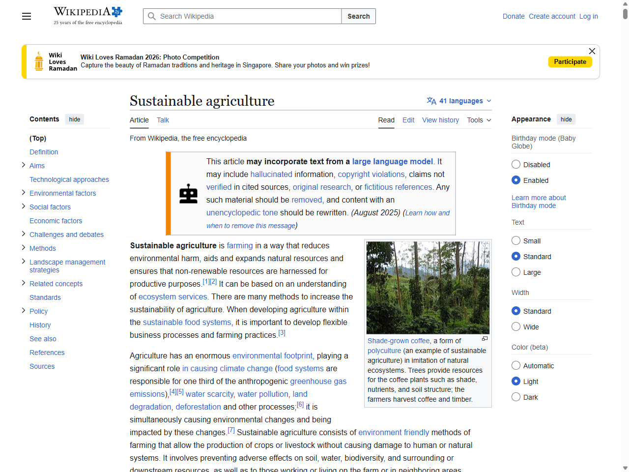 Preview of Sustainable agriculture - Wikipedia, accessed July 16, 2025,