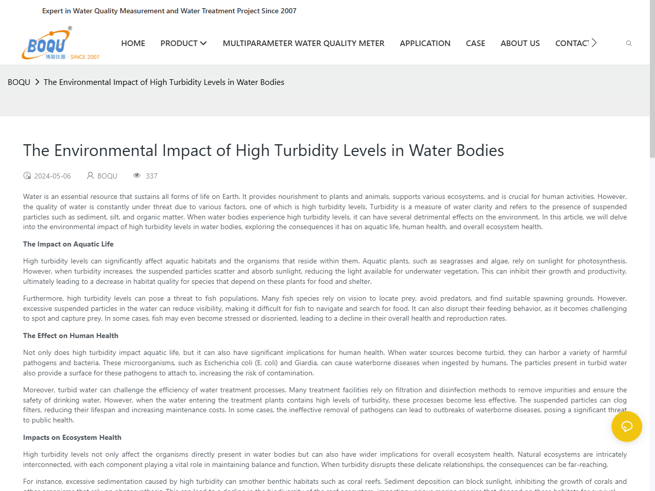 Preview of The Environmental Impact of High Turbidity Levels in Water Bodies - BOQU Instrument, accessed August 12, 2025,