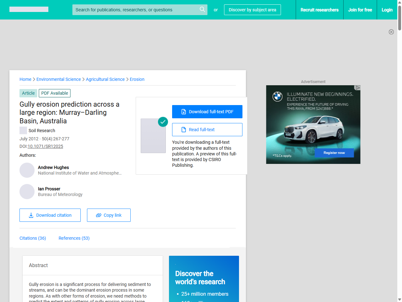 Preview of Gully erosion prediction across a large region: Murray–Darling Basin, Australia, accessed August 1, 2025, 