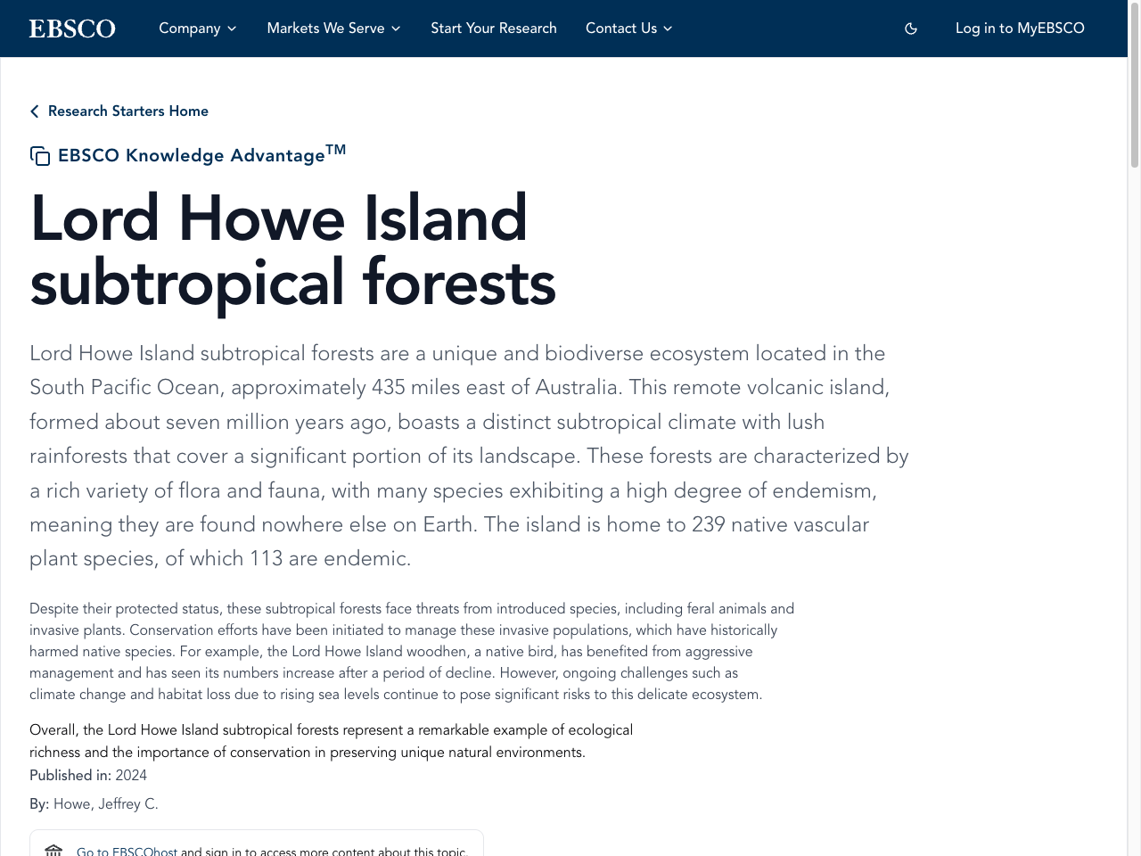 Preview of Lord Howe Island subtropical forests | EBSCO Research Starters, accessed August 3, 2025, 