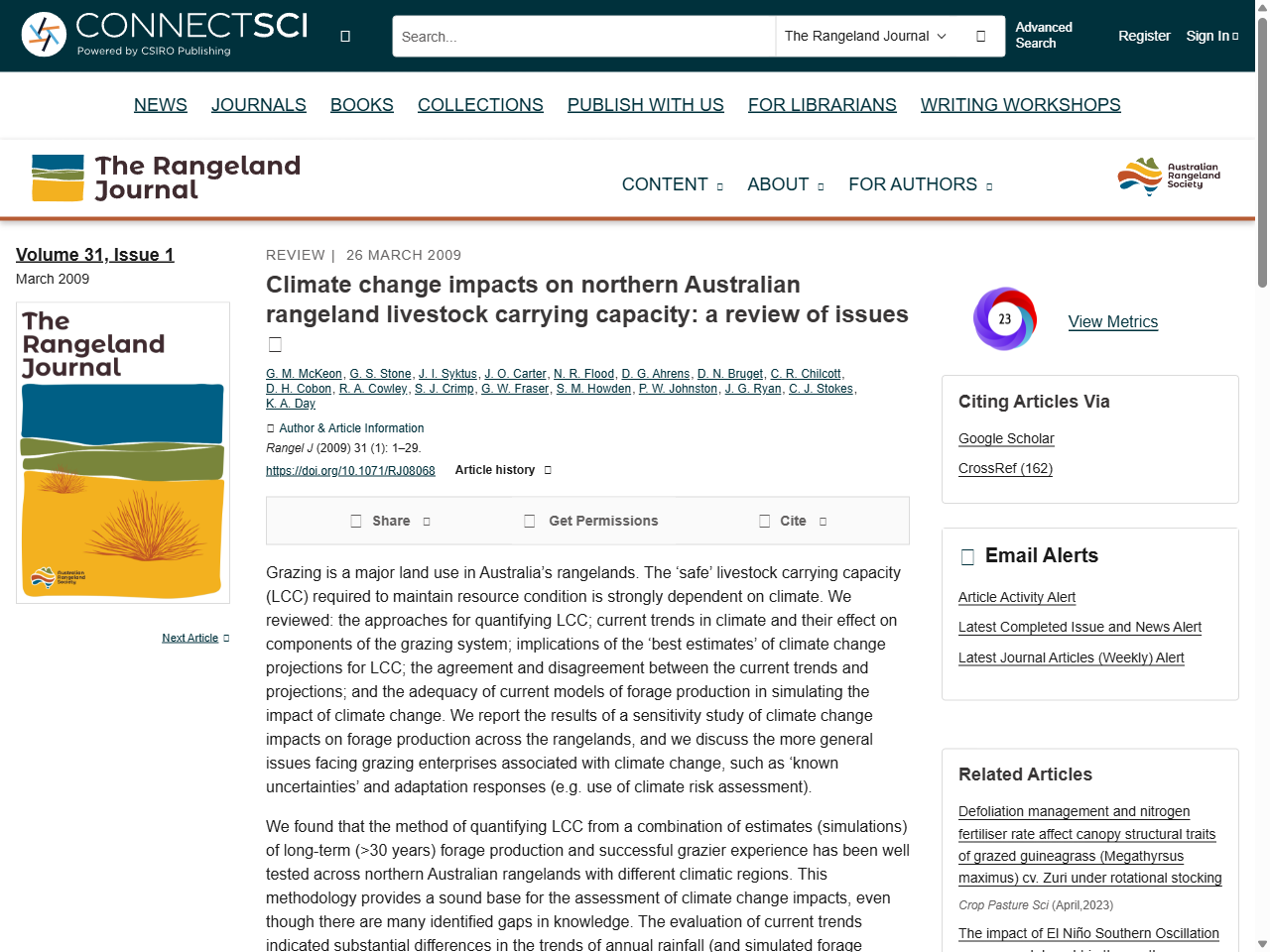 Preview of Climate change impacts on northern Australian rangeland livestock carrying capacity: a review of issues - CSIRO Publishing