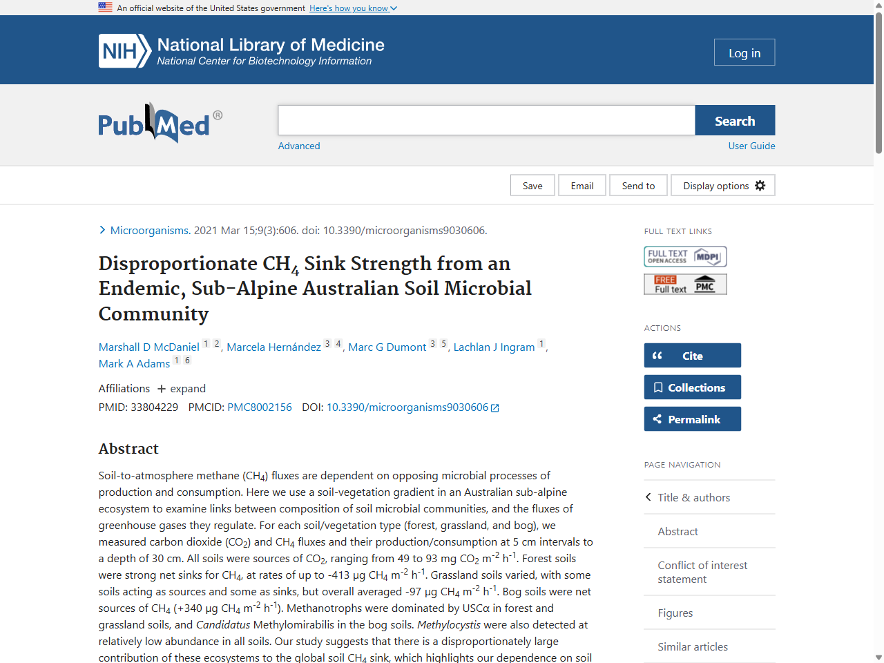 Preview of Disproportionate CH4 Sink Strength from an Endemic, Sub-Alpine Australian Soil Microbial Community - PubMed, accessed August 28, 2025,