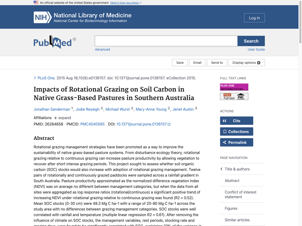 Preview of Impacts of Rotational Grazing on Soil Carbon in Native Grass-Based Pastures in Southern Australia - PubMed, accessed August 5, 2025, 