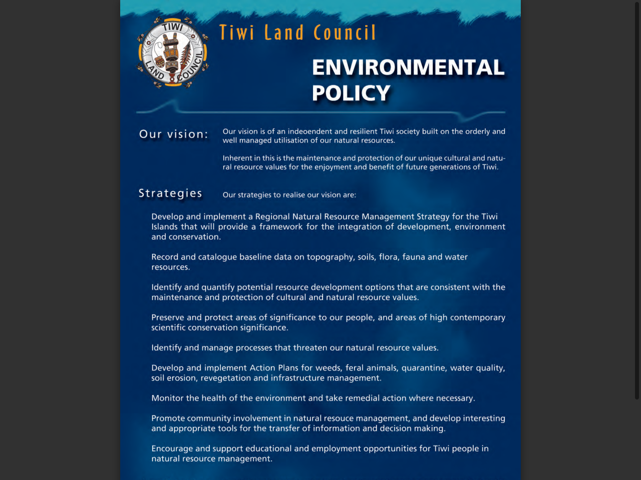 Preview of Land Council Environment Policy, accessed July 27, 2025,
