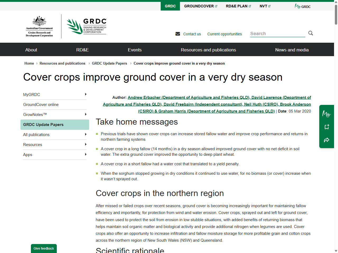 Preview of Cover crops improve ground cover in a very dry season - GRDC, accessed August 4, 2025, 