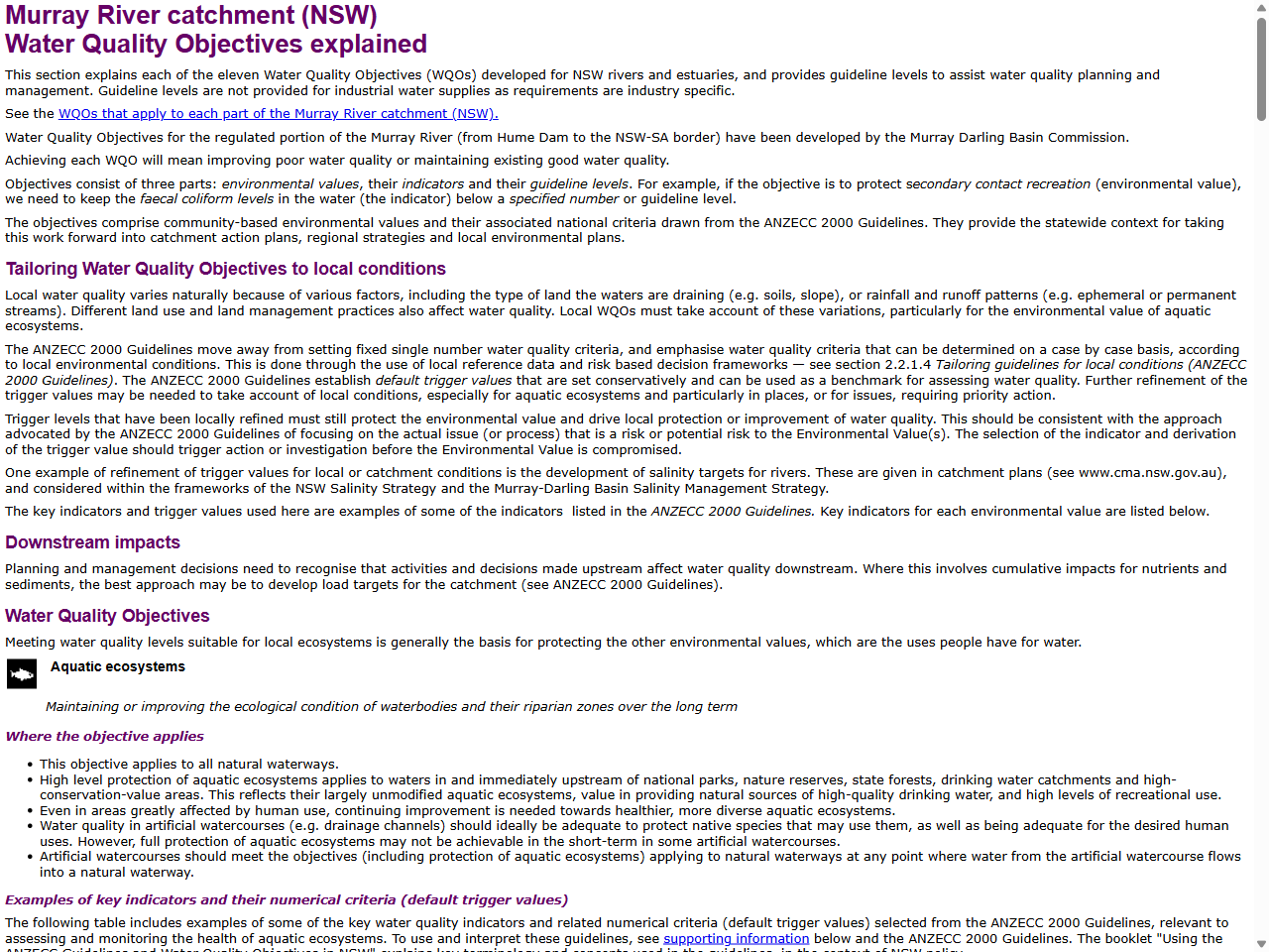 Preview of Water Quality Objectives - Murray River catchment (NSW), accessed May 13, 2025, 