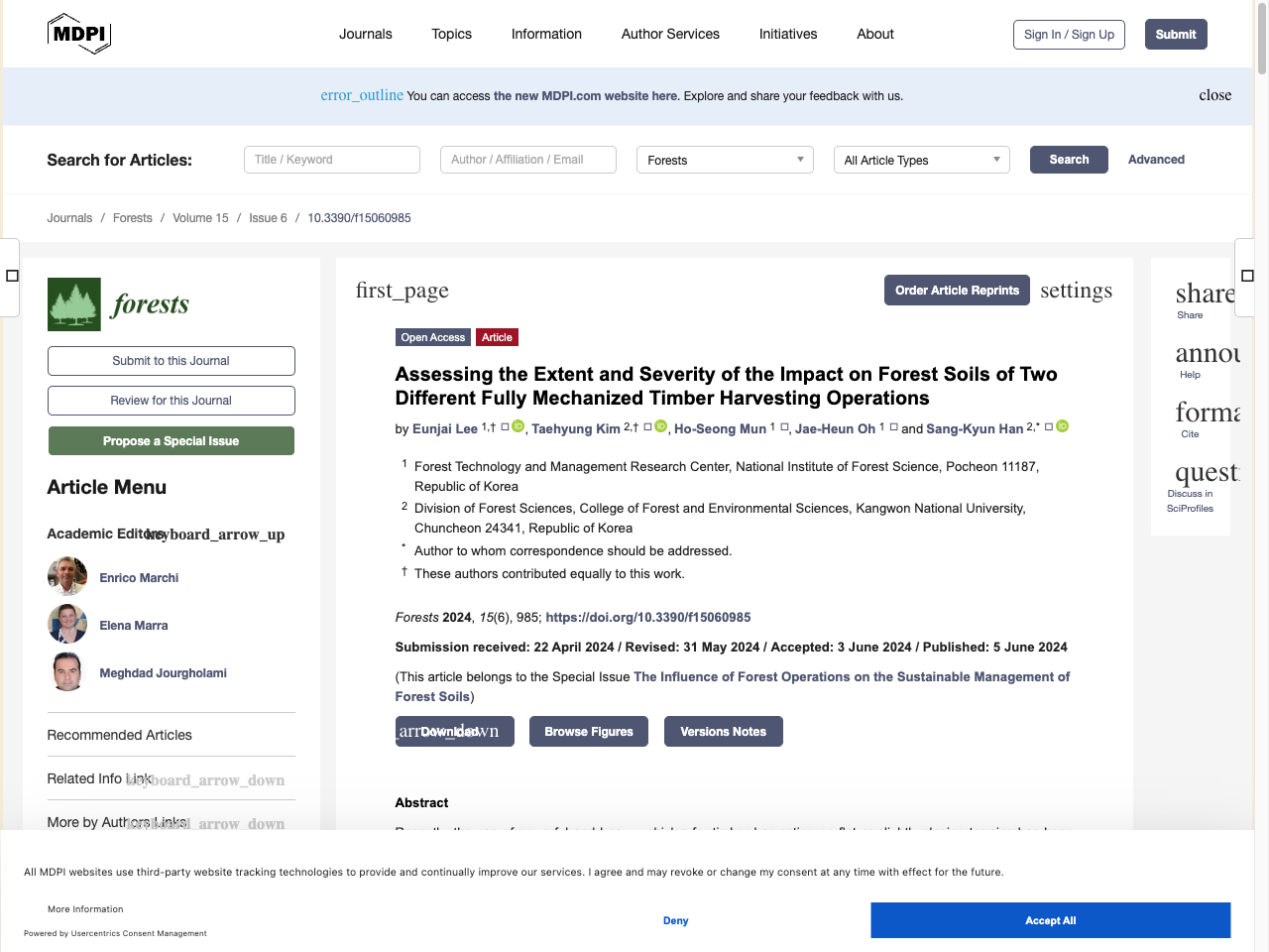 Preview of Assessing the Extent and Severity of the Impact on Forest Soils of Two Different Fully Mechanized Timber Harvesting Operations - MDPI, accessed August 10, 2025,