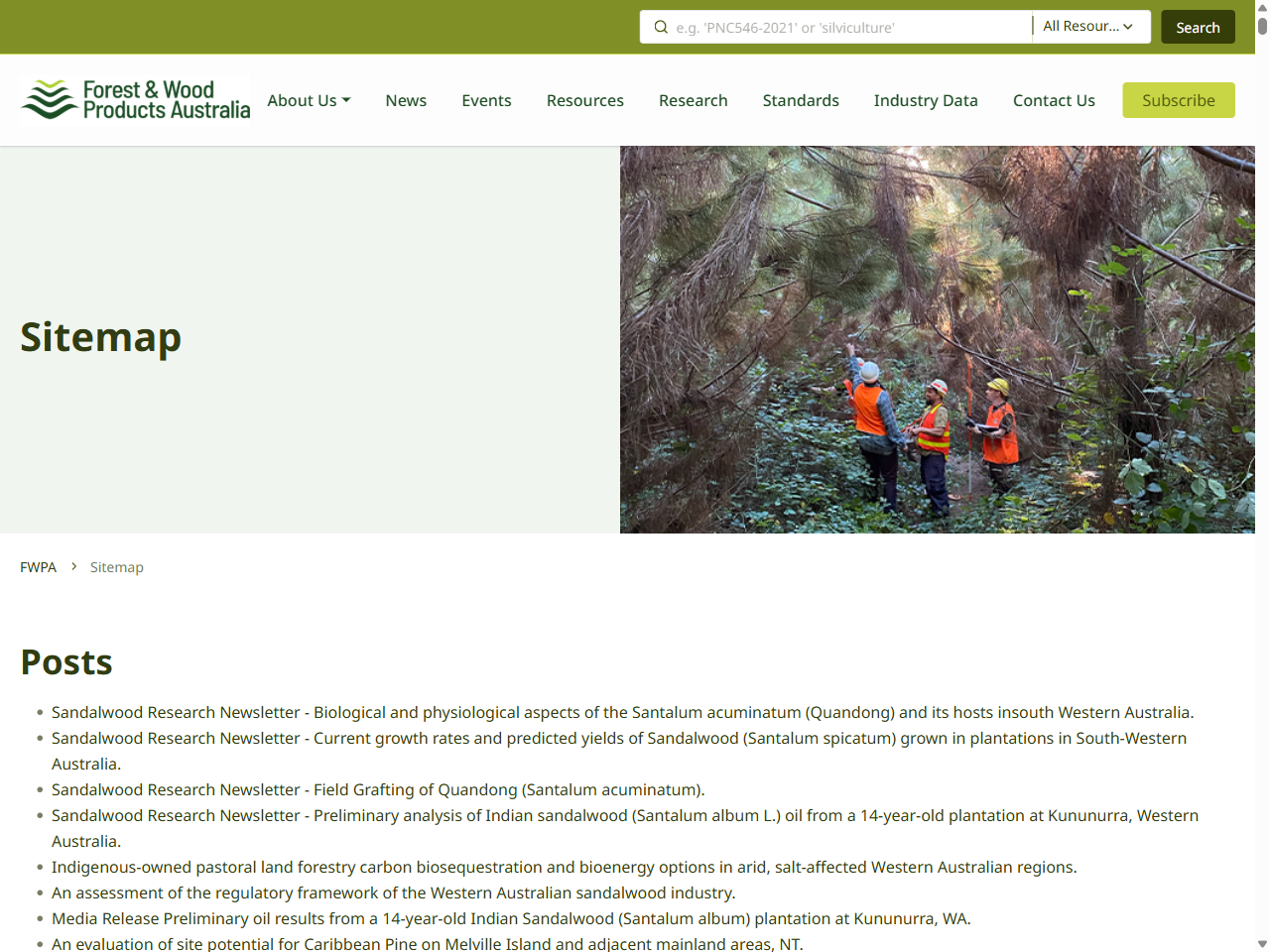 Preview of Sitemap - Forest & Wood Products Australia, accessed May 16, 2025, 