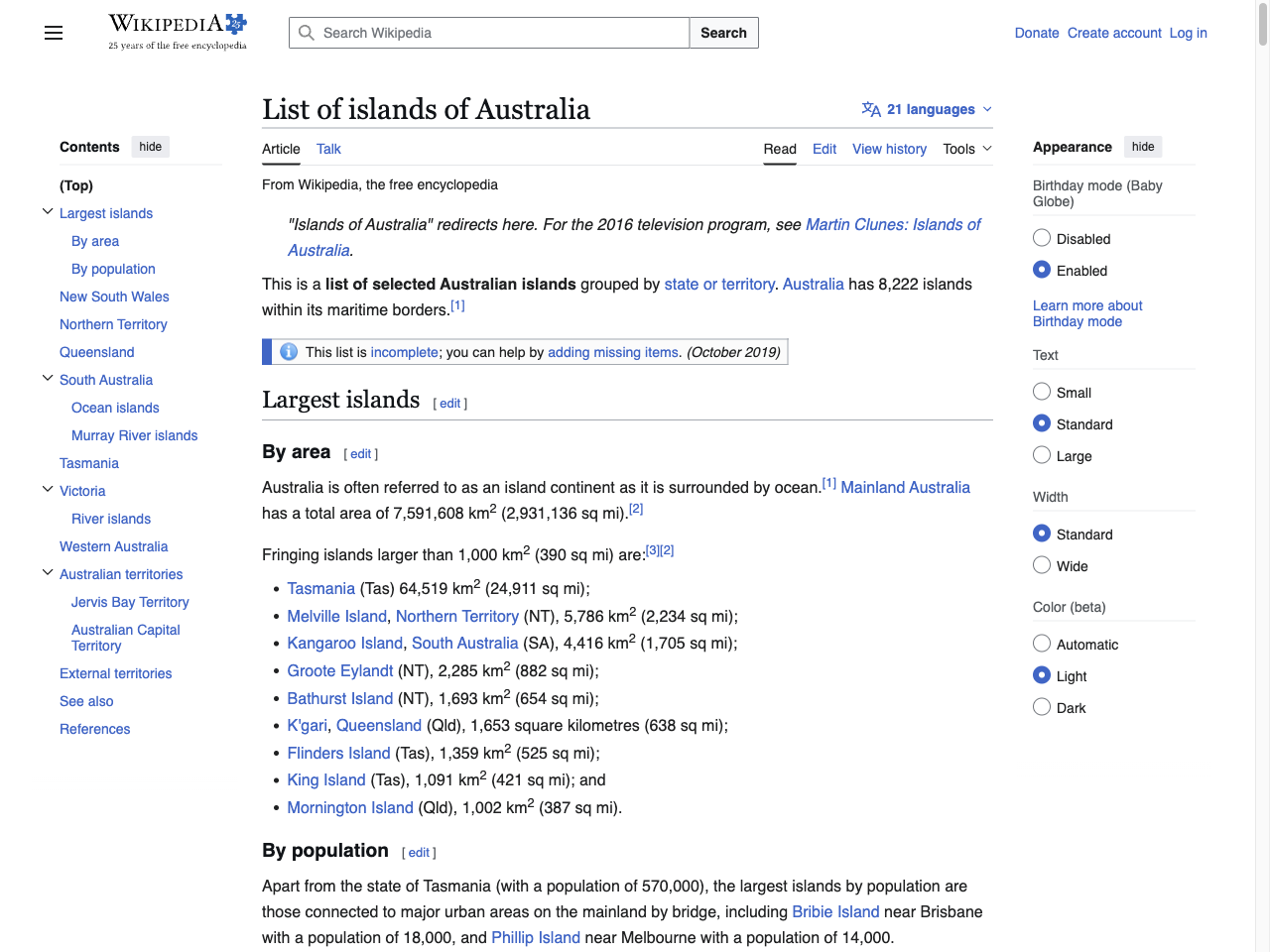 Preview of List of islands of Australia - Wikipedia, accessed July 30, 2025,