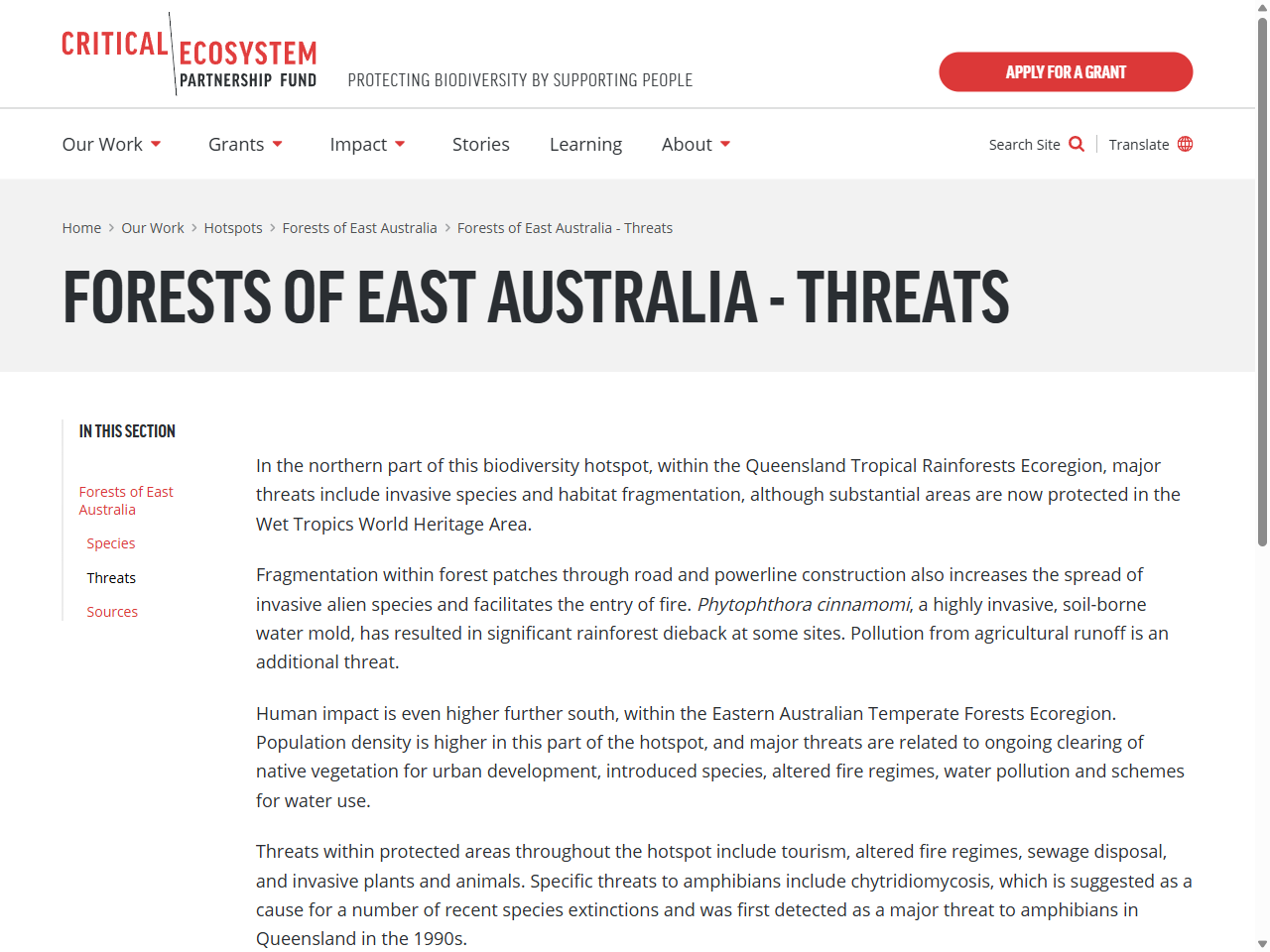 Preview of Forests of East Australia - Threats | CEPF, accessed August 2, 2025,