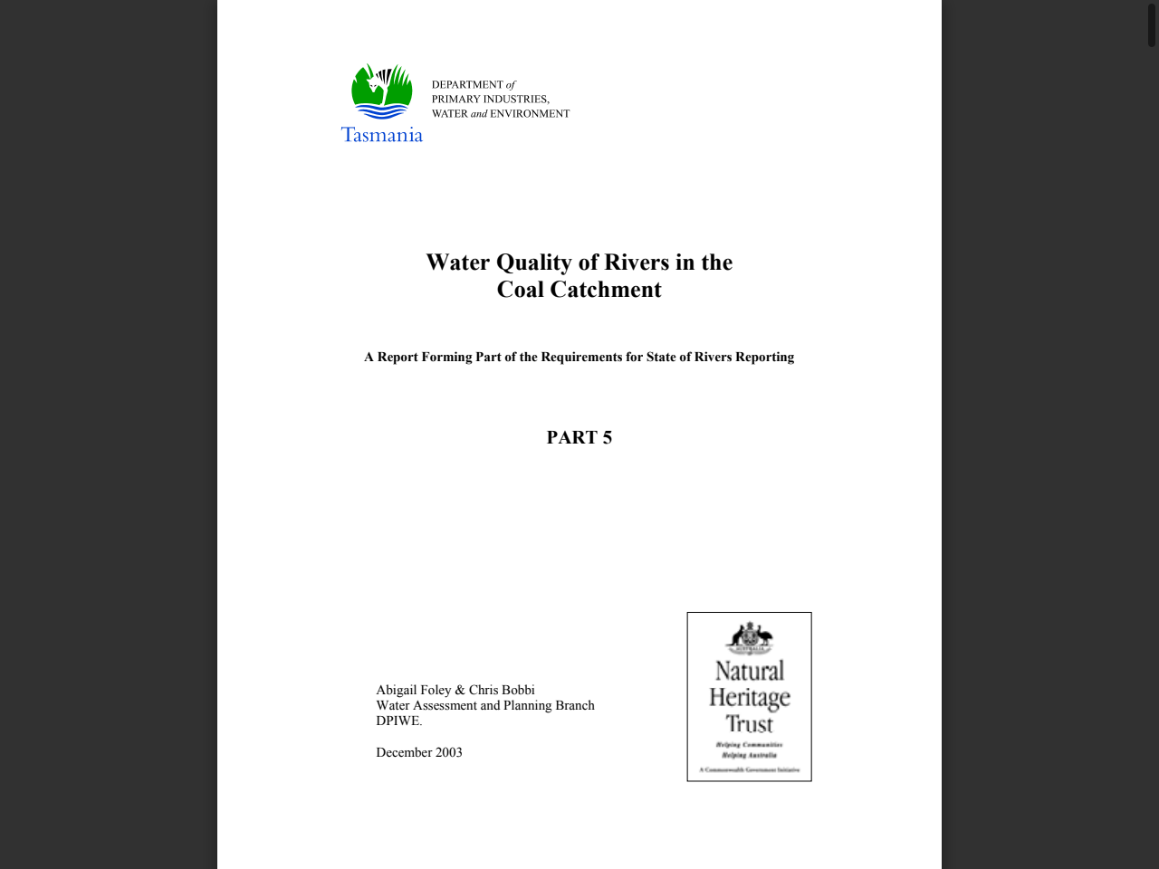 Preview of Water Quality of Rivers in the Coal Catchment, accessed May 11, 2025,