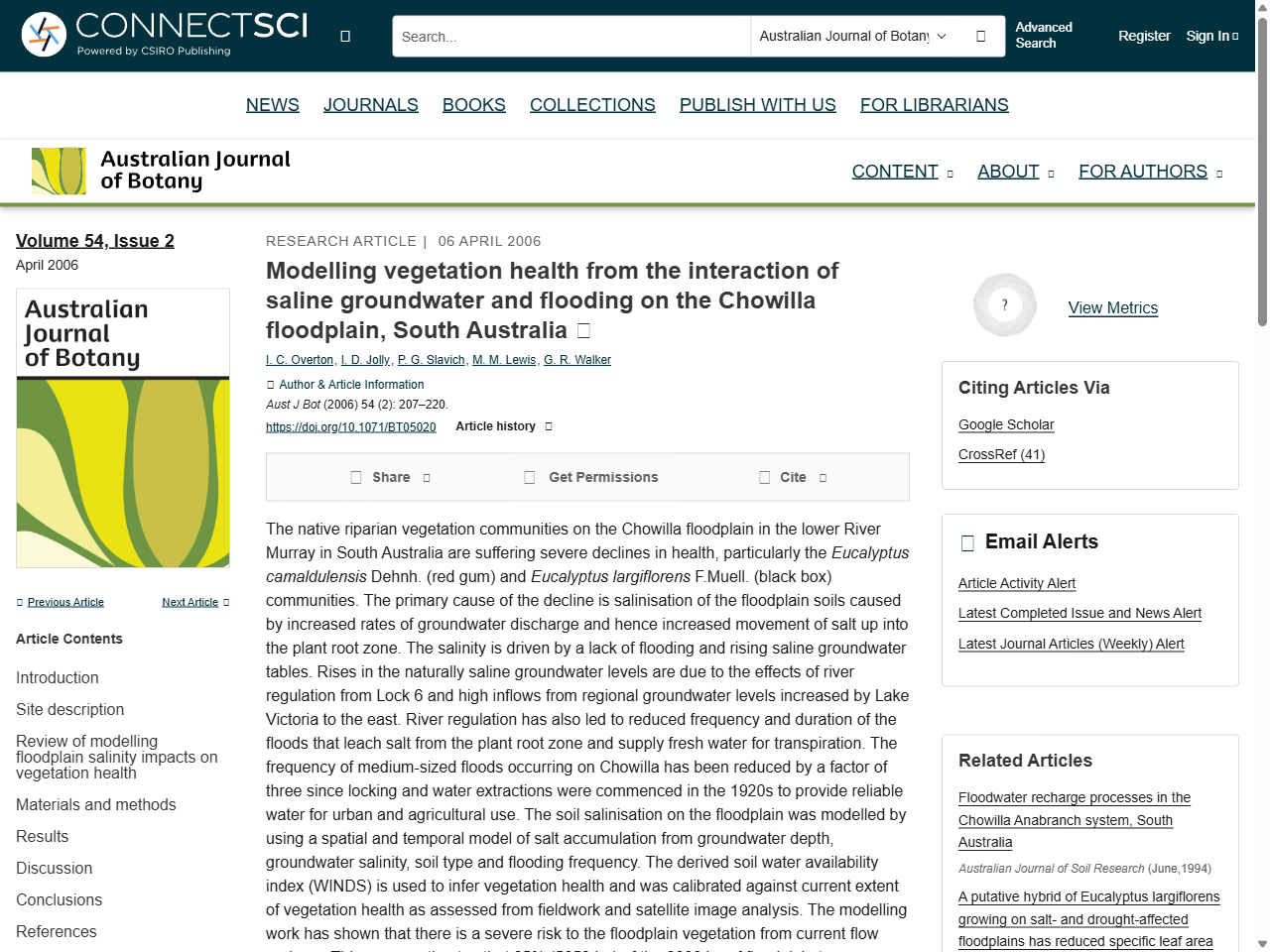 Preview of Modelling vegetation health from the interaction of saline groundwater and flooding on the Chowilla floodplain, South Australia - CSIRO Publishing, accessed July 21, 2025, 