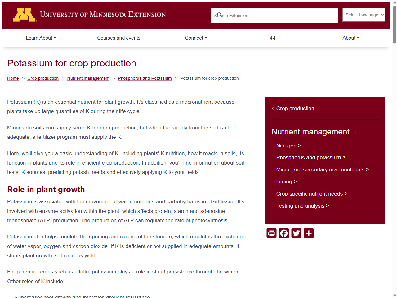 Preview of Potassium for crop production | UMN Extension