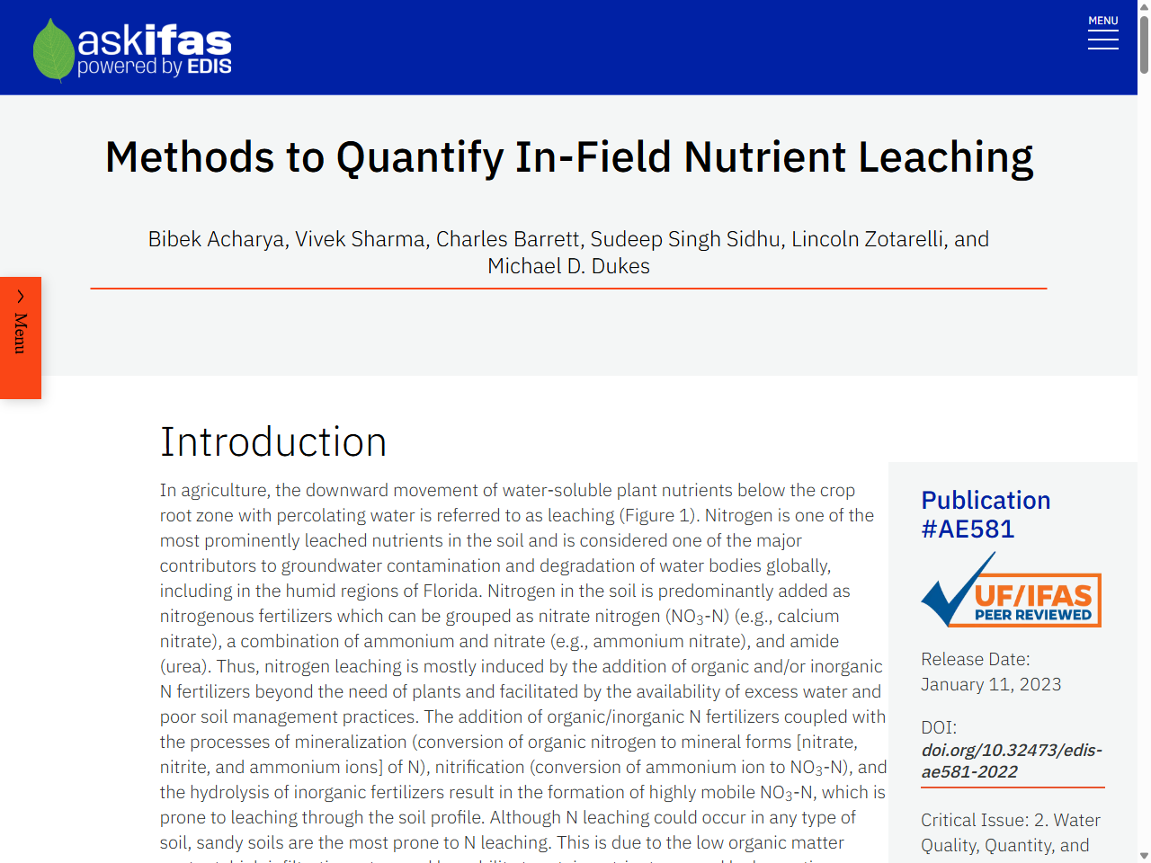 Preview of Methods to Quantify In-Field Nutrient Leaching - UF/IFAS EDIS, accessed July 16, 2025