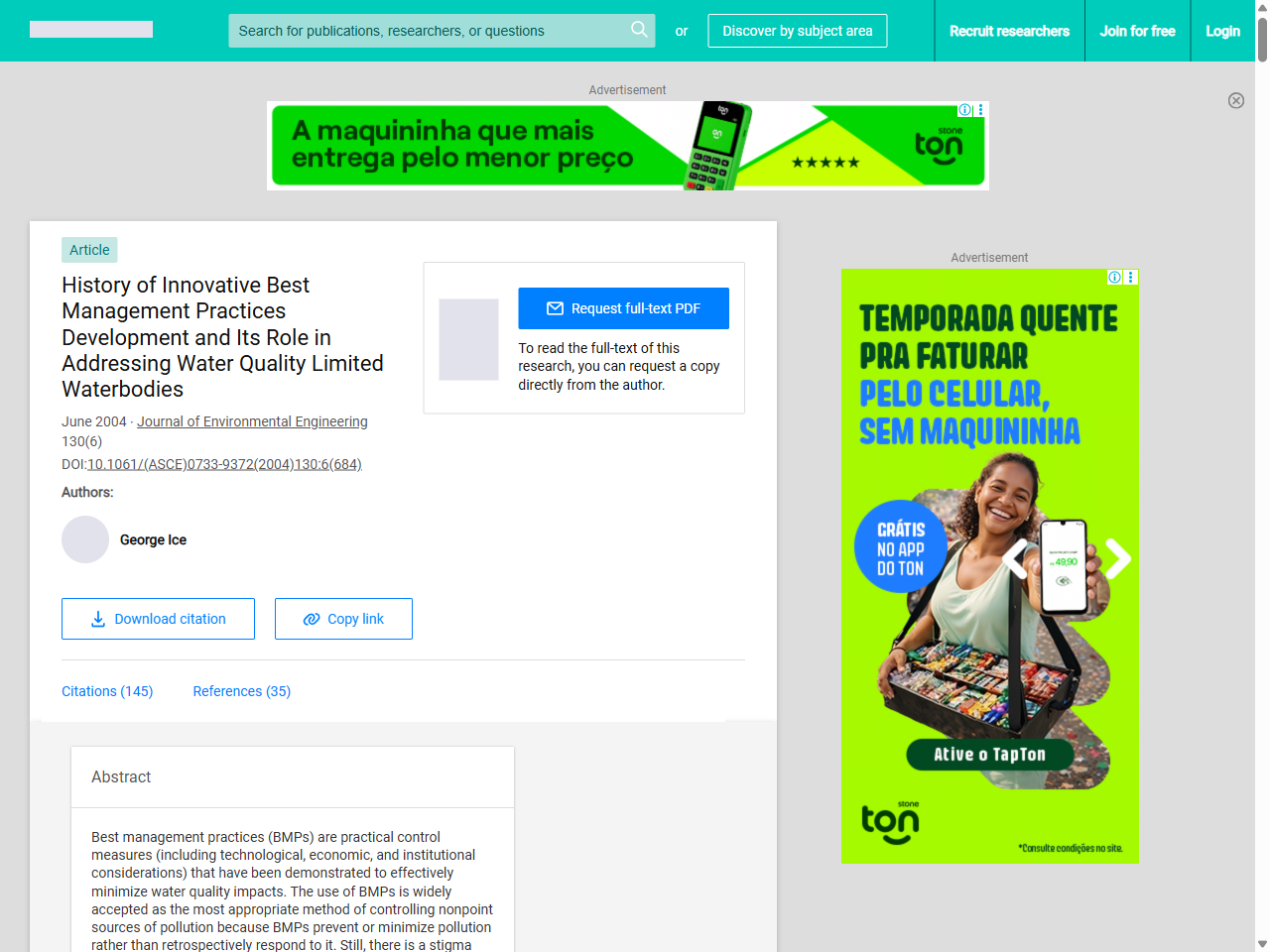 Preview of History of Innovative Best Management Practices Development and Its Role in Addressing Water Quality Limited Waterbodies - ResearchGate