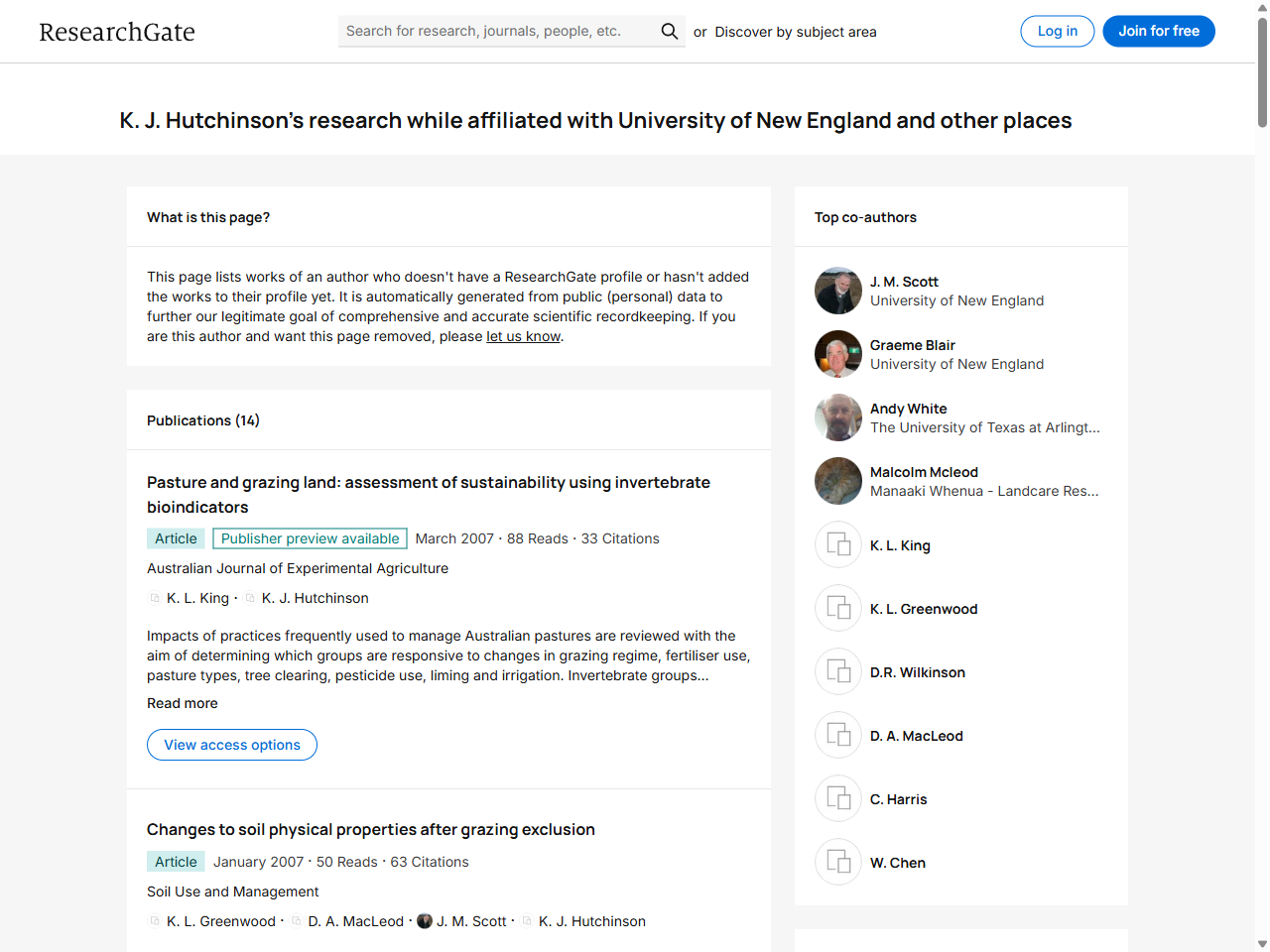 Preview of K. J. Hutchinson's research works | University of New England and other places - ResearchGate, accessed August 9, 2025, 