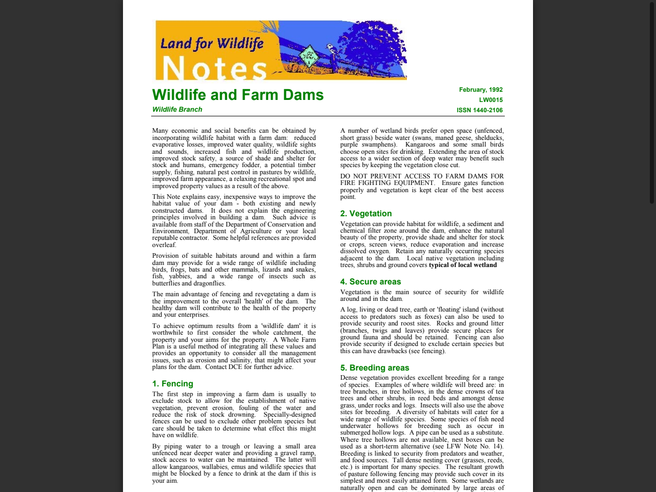 Preview of Wildlife and Farm Dams - SWIFFT, accessed July 13, 2025,