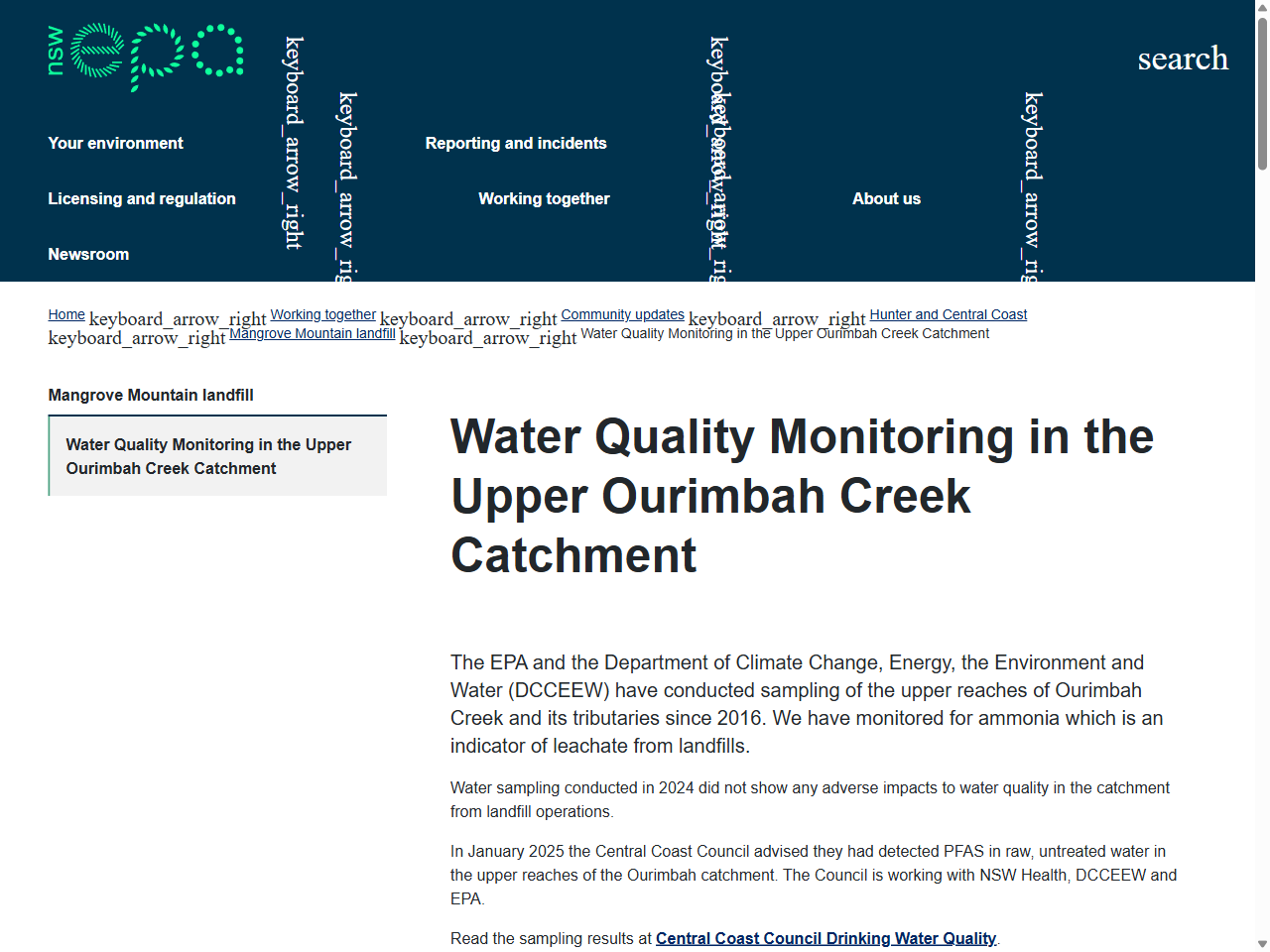 Preview of Water Quality Monitoring in the Upper Ourimbah Creek Catchment | EPA, accessed August 11, 2025, 