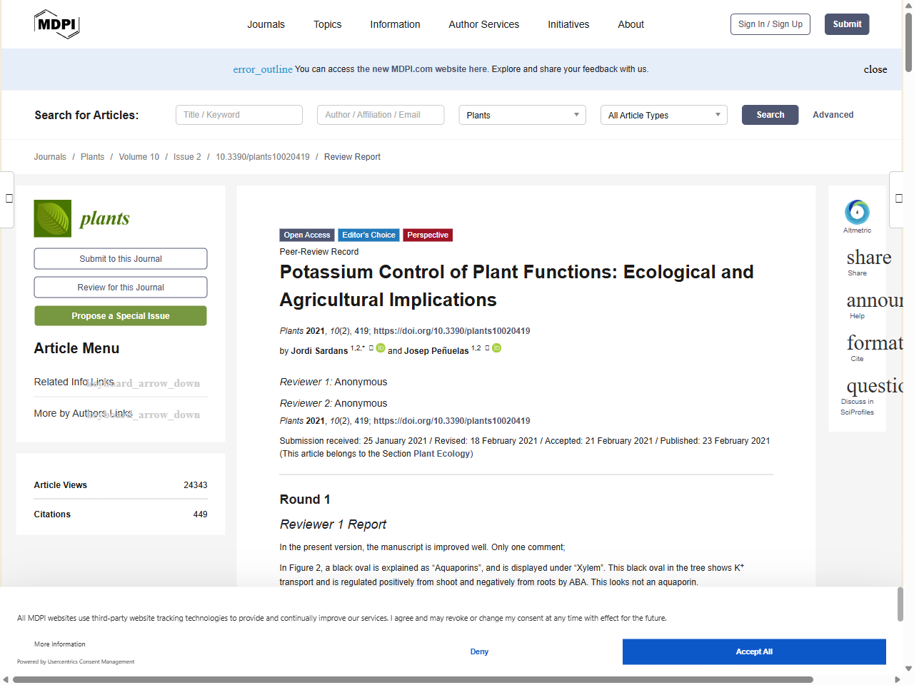 Preview of Potassium: A Vital Regulator of Plant Responses and Tolerance to Abiotic Stresses - MDPI