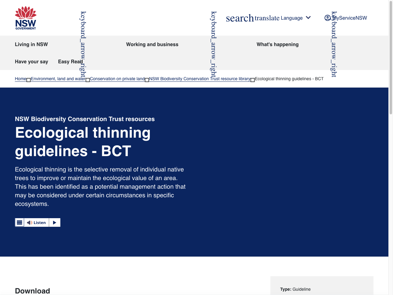 Preview of Biodiversity Conservation Trust Ecological Thinning Guidelines, accessed July 12, 2025, 