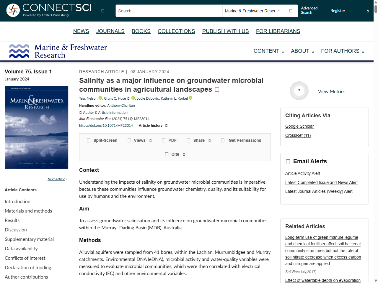 Preview of Long	2Term Monitoring of Macroinvertebrate Communities Over 2,300 km of the Murray River Reveals Ecological Signs of Salinity, accessed August 1, 2025